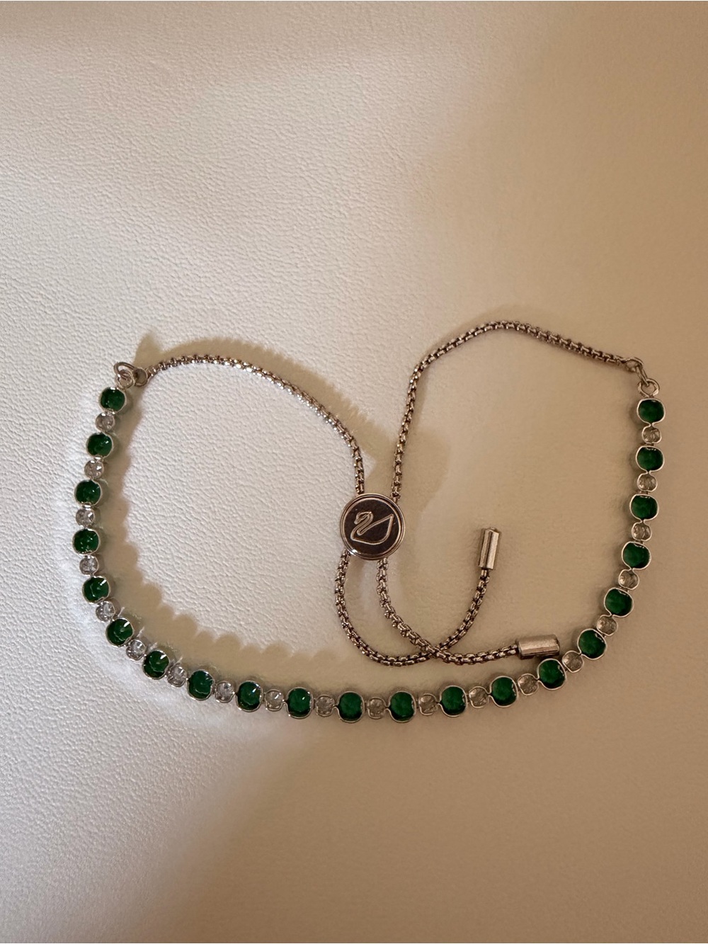 Swarovski Silver-Tone Bracelet with Green Crystals